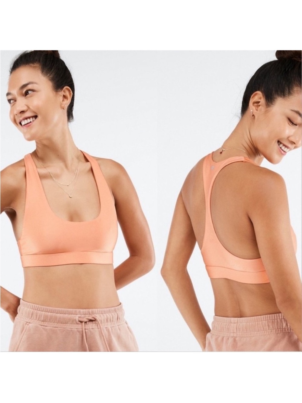 Fabletics Yesi Fresh Apricot Shine Low Impact Sports Bra Racerback Orange XXL